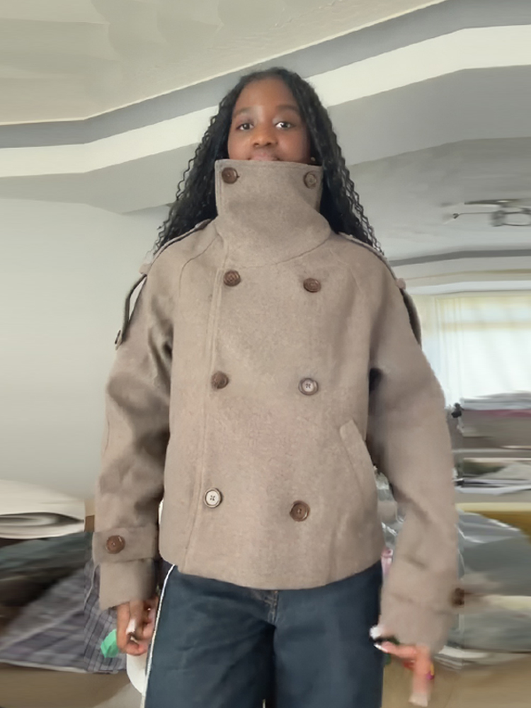 Veste Courte Marron Décontract - Wool Coat Peacoat avis et prix
